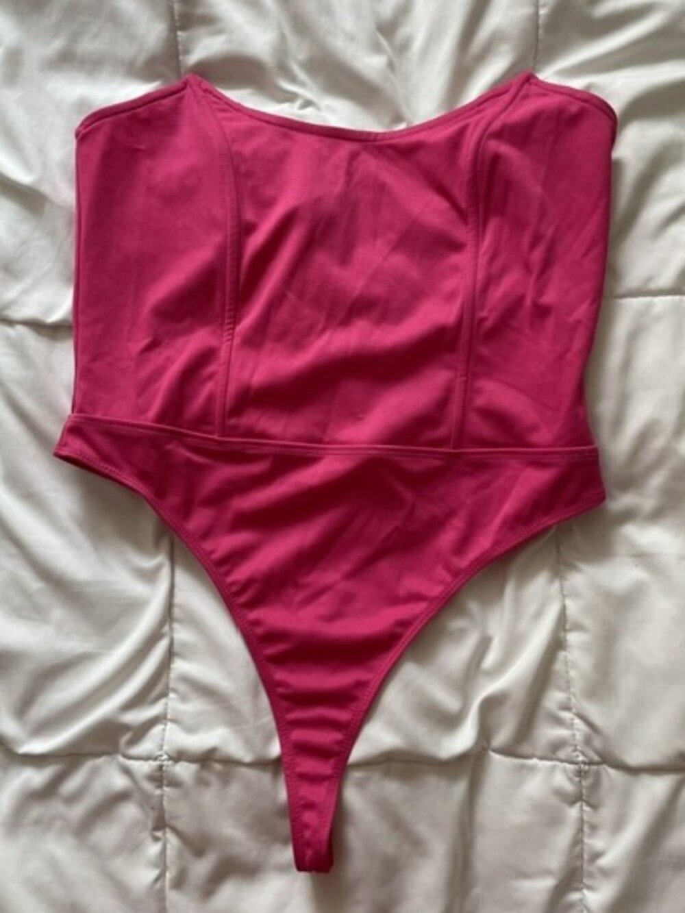 NWT Extro&Vert hot pink tailored thong strapless bodysuit